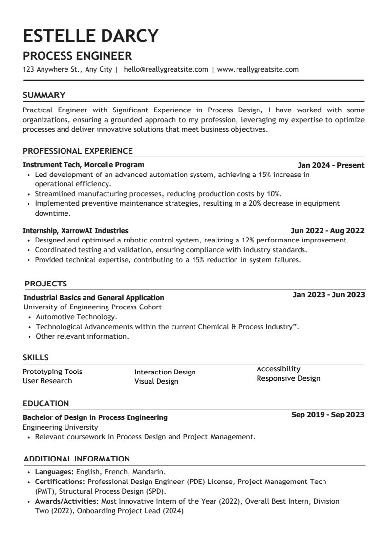 White and Black Modern New Graduate Professional Resume