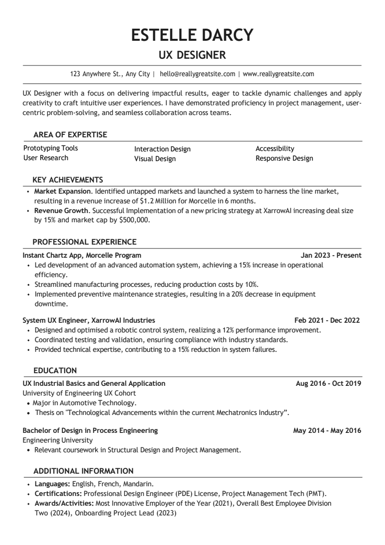 White and Black Tech Professional Resume Template